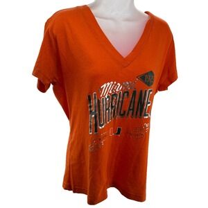 Rivalry Threads Miami Hurricanes Orange V-Neck Graphic Tee Shirt Womens XL